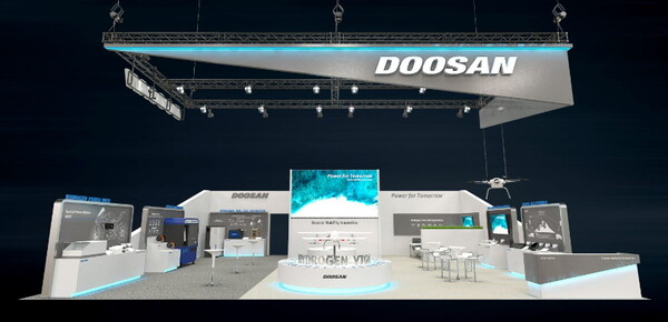 두산모빌리티이노베이션이 국내 최대 드론 전시회에 참가해 다양한 제품 라인업을 선보이며 마케팅 활동을 강화한다. ‘2024 드론쇼코리아’에 참가한 두산모빌리티이노베이션 부스 조감도