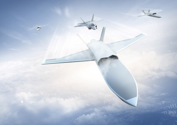 AESA 레이다가 탑재된 무인편대기 예상 이미지. 무인편대기용 AESA 레이다는 공랭식 및 타일형 TRB를 적용해 소형·경량화했다.