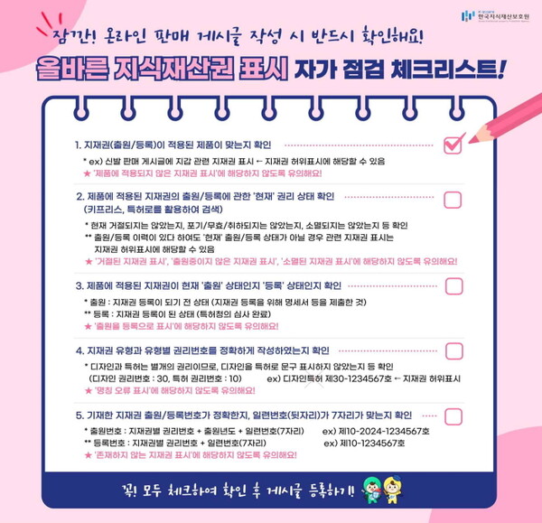 올바른 지식재산권 표시 자가 점검 체크리스트