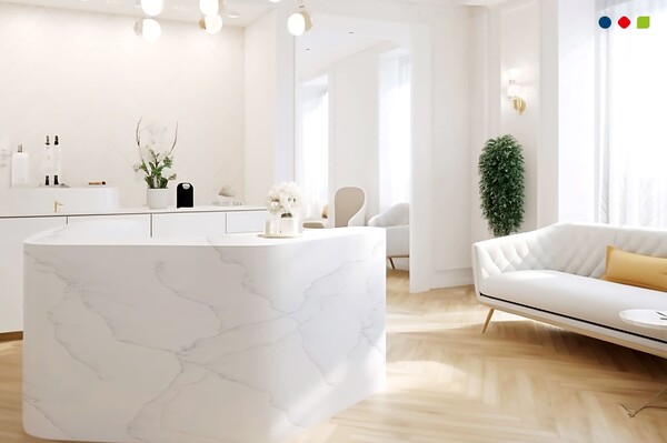 롯데케미칼 ‘프리미에르 컬렉션’ 라르고(Largo)가 적용된 인포데스크