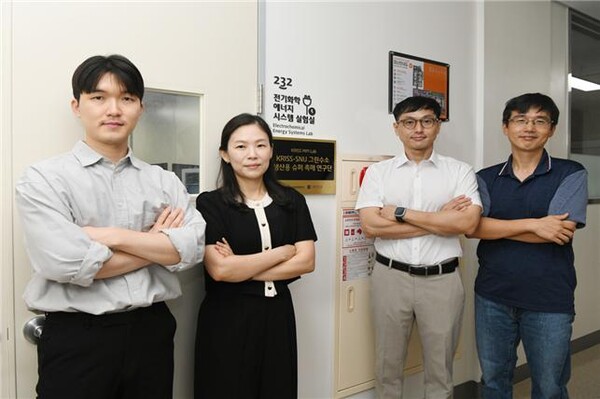 (왼쪽부터) 서울대학교 전상언 박사후연구원, KRISS 박선화 책임연구원, 권기창 선임연구원, 이수형 책임연구원