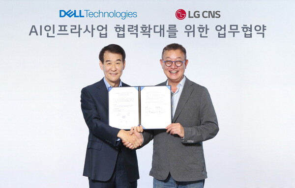 (왼쪽부터) 한국 델 테크놀로지스 김경진 총괄사장과 LG CNS CEO 현신균 사장