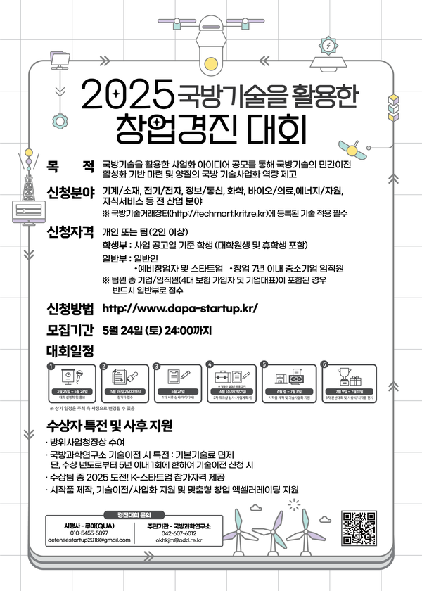 ‘2025 국방기술을 활용한 창업경진대회’ 포스터