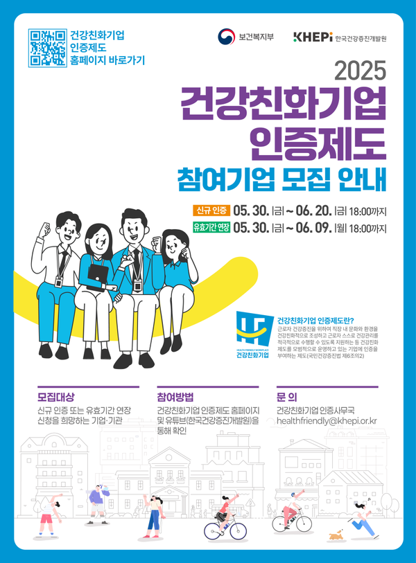 2025년 건강친화기업 인증제도 사업 안내 포스터