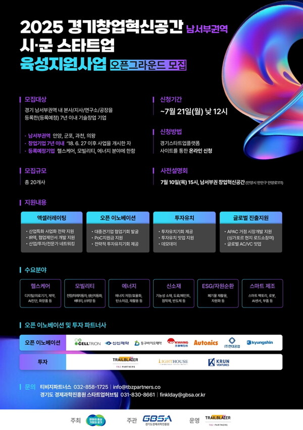 ‘남서부권 경기창업혁신공간 오픈그라운드’ 모집 포스터