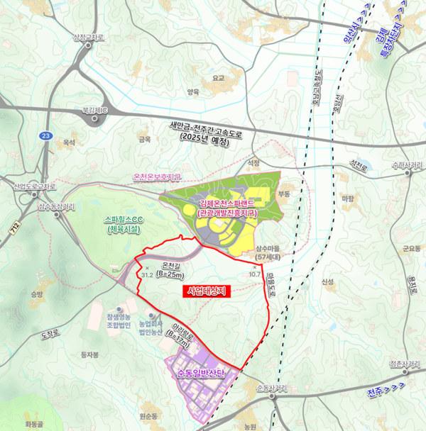 김제 지평선 제2일반산업단지 신규 조성 위치도
