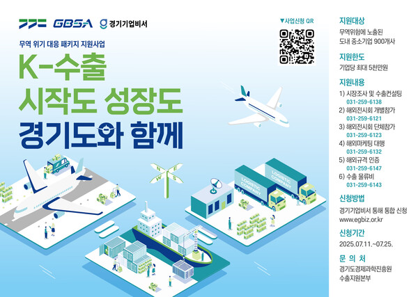 경기도가 자동차, 반도체, 의약품, 철강, 알루미늄 등 대미 수출 핵심 품목을 중심으로 무역분쟁 피해 가능성이 있는 기업에 최대 5천만 원을 지원한다.