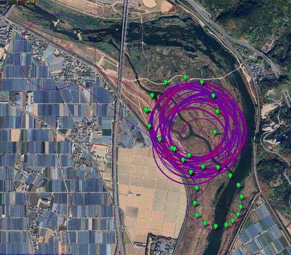 12시간 연속 비행한 무인기의 비행 궤적
