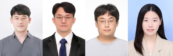 (왼쪽부터) 송현곤 UNIST 교수, 정서현 한국화학연구원 박사, 황치현 한국전자기술연구원 박사, 이정인 UNIST 연구원